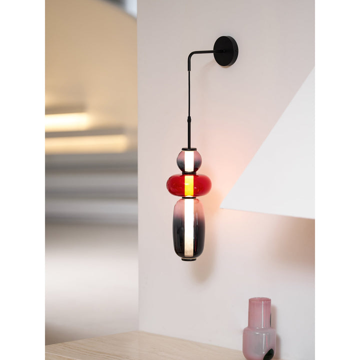 Luz de Pared LED Moderna con Pantallas de Vidrio Hechas a Mano
