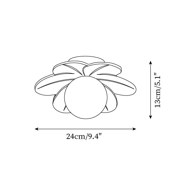 Lámpara de techo decorativa estilo flor con globo de vidrio