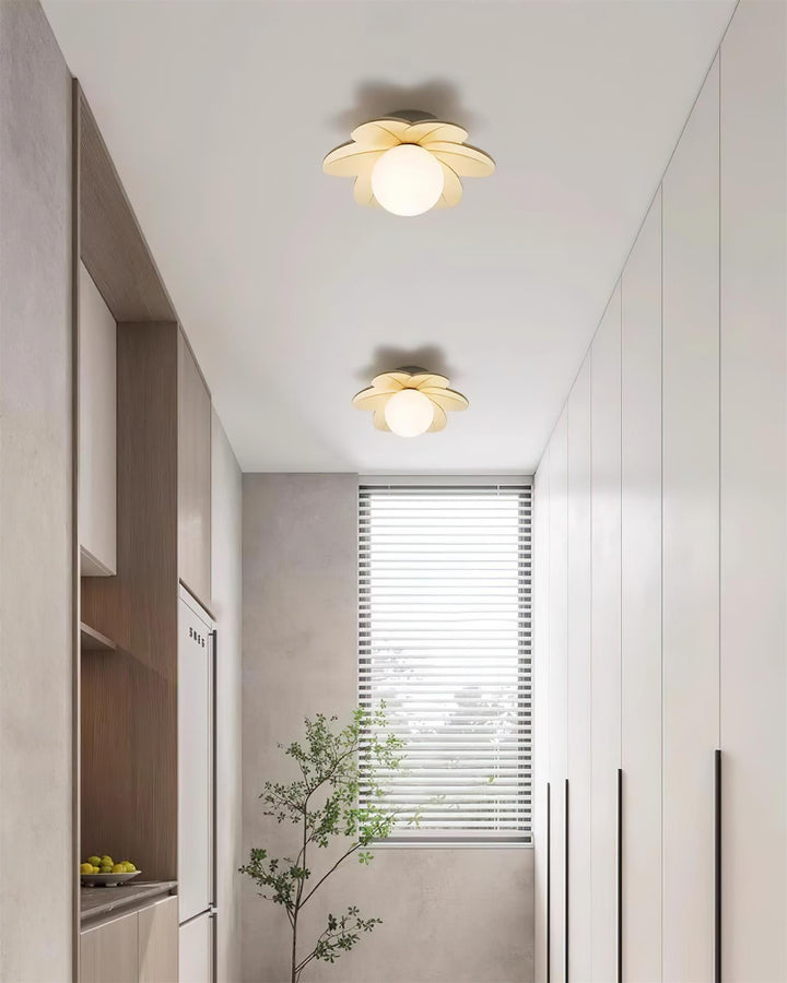 Lámpara de techo decorativa estilo flor con globo de vidrio