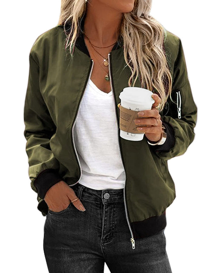 Klassische Bomberjacke Mit Reißverschluss Für Damen | Herbst