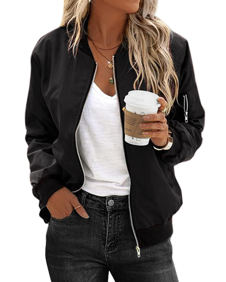 Klassische Bomberjacke Mit Reißverschluss Für Damen | Herbst