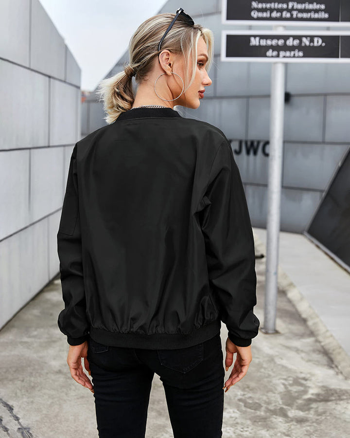 Klassische Bomberjacke Mit Reißverschluss Für Damen | Herbst
