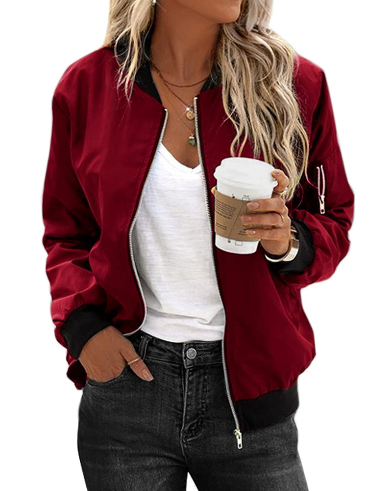 Klassische Bomberjacke Mit Reißverschluss Für Damen | Herbst