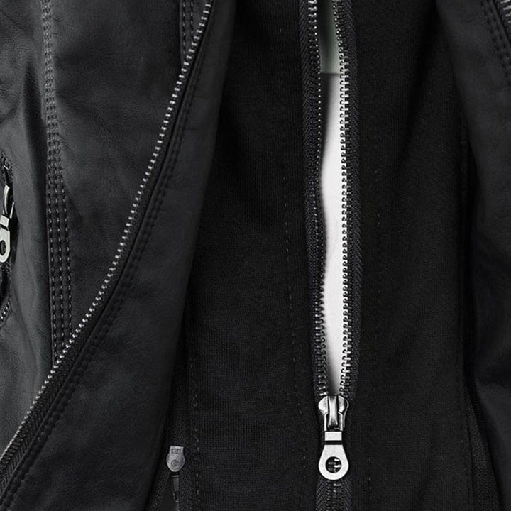 Stylische Leder Bikerjacke Mit Kapuze Für Damen | Herbst