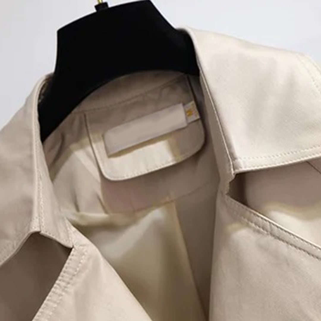 Trenchcoat Mit Karierten Bündchen Für Damen | Verstellbarem Taillenbund