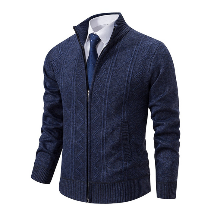 Gestreifte Strickjacke Mit Reißverschluss Für Herren | Lange Ärmel