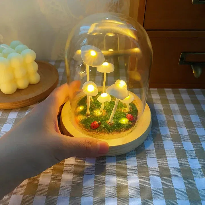 Pilzlampe im Glas – Kreatives & Stimmungsvolles Lichtobjekt | Dekorative Leuchte für Schlafzimmer, Wohnzimmer & Kinderzimmer