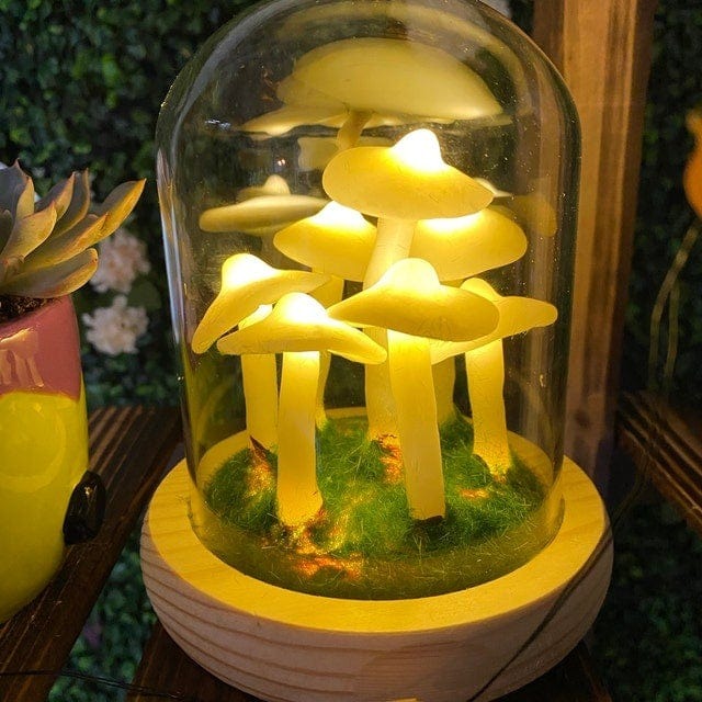 Pilzlampe im Glas – Kreatives & Stimmungsvolles Lichtobjekt | Dekorative Leuchte für Schlafzimmer, Wohnzimmer & Kinderzimmer