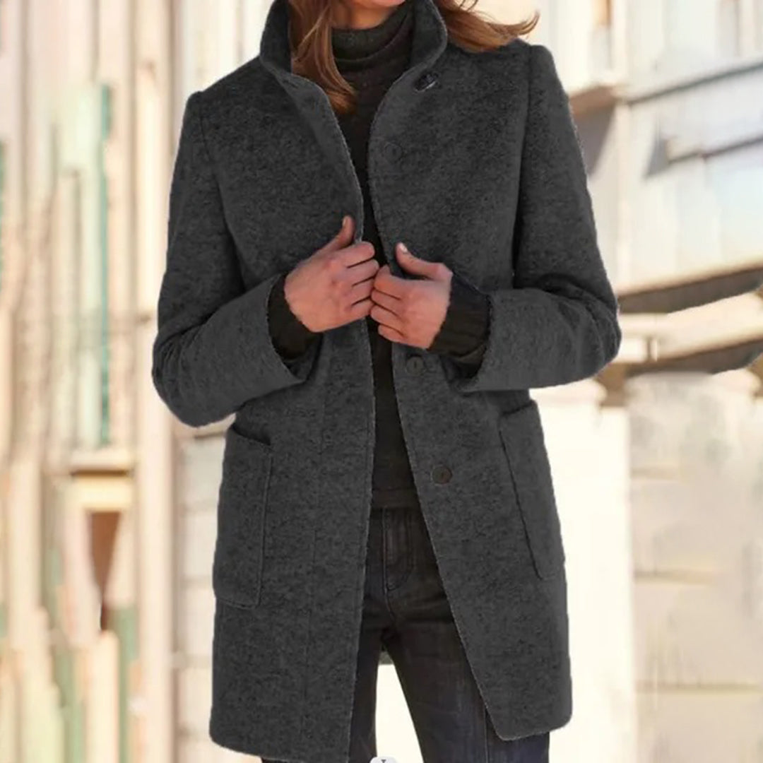 Mittellanger Wintermantel Für Damen | Mit Stehkragen