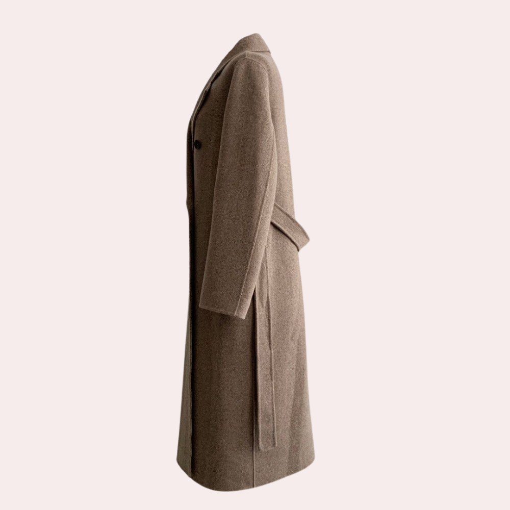 Langer Wintermantel Mit Taillengürtel Für Damen | Schlichtes Design