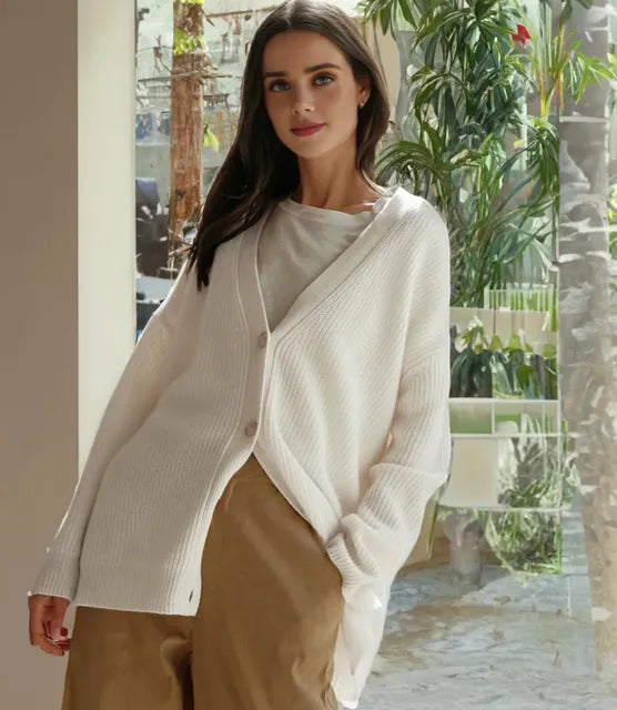 Lässige Strickjacke Mit V-ausschnitt Für Frauen | Übergröße