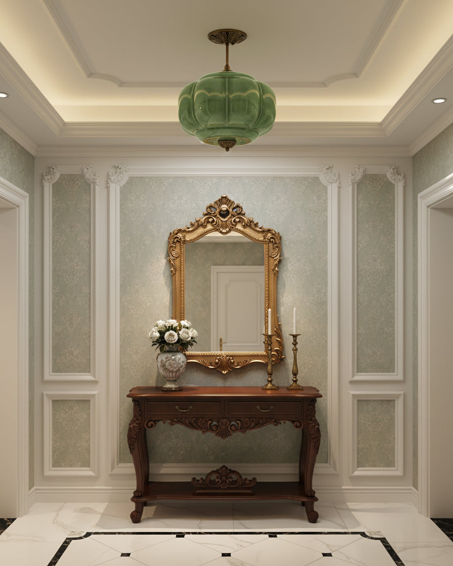 Decorative Glass Ceiling Light with Metal Fittings