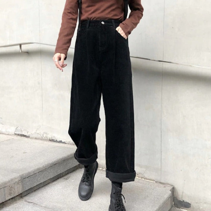Cordhose Mit Weitem Bein Für Damen | Hohe Taille