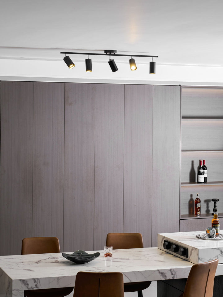 Moderni monipäinen kattovalaisin säädettävällä spottivalopalkilla