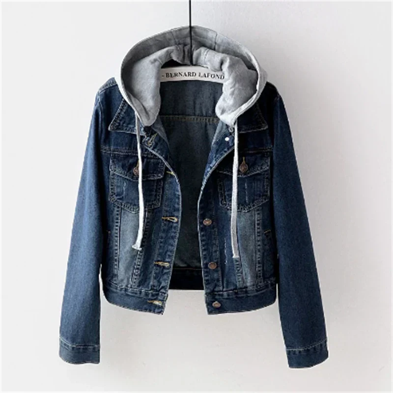 Damen Jeansjacke Mit Abnehmbarer Kapuze | Freizeit