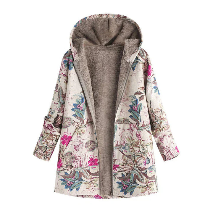 Gemusterte Damen Winterjacke | Mit Kapuze