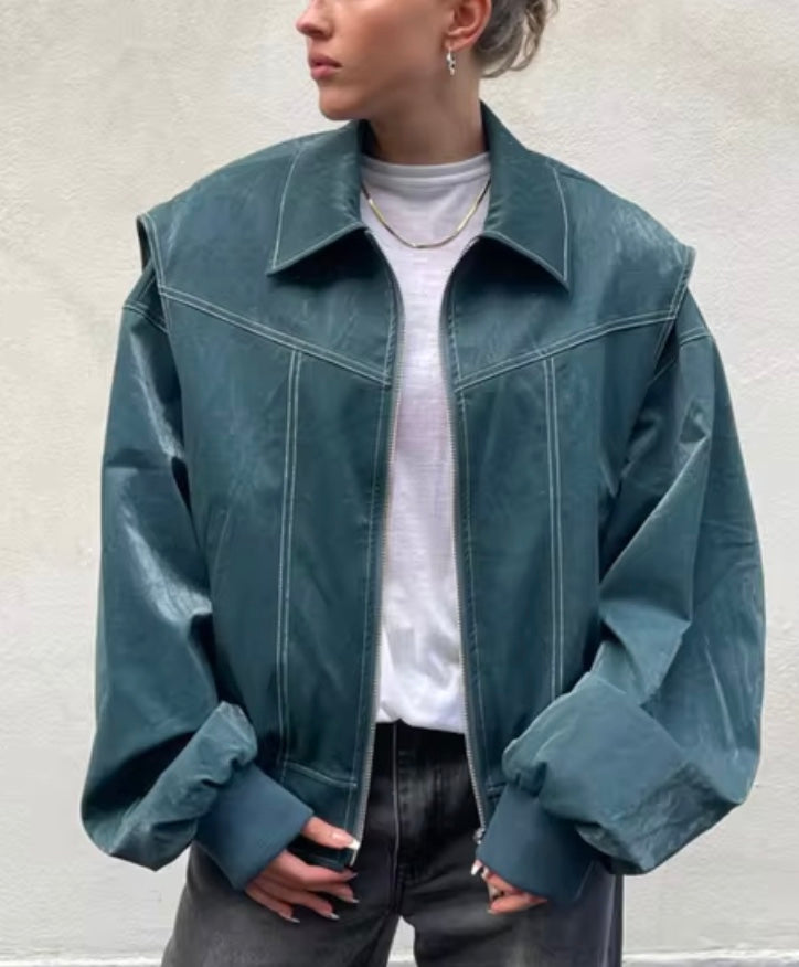 Stylische Leder Bomberjacke Für Damen | Winter
