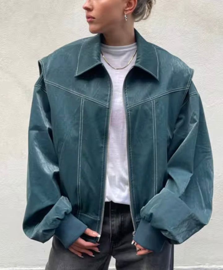 Stylische Leder Bomberjacke Für Damen | Winter