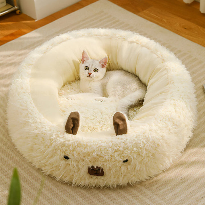Fun Alpaca Shaped Dog Bed with Detachable Cushion