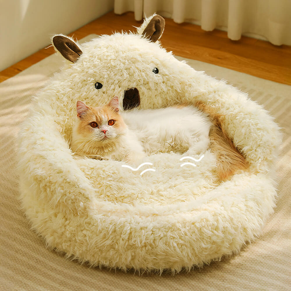 Fun Alpaca Shaped Dog Bed with Detachable Cushion
