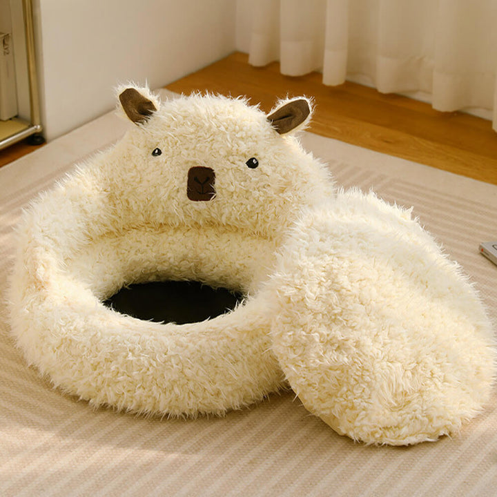 Fun Alpaca Shaped Dog Bed with Detachable Cushion