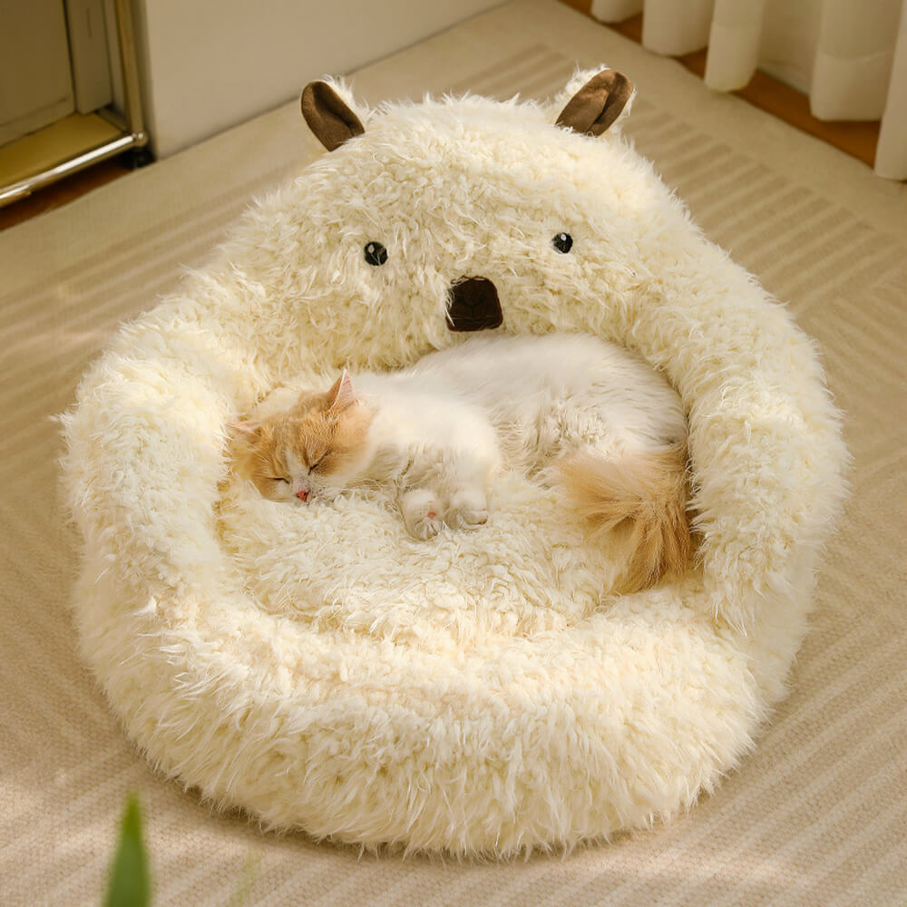 Fun Alpaca Shaped Dog Bed with Detachable Cushion