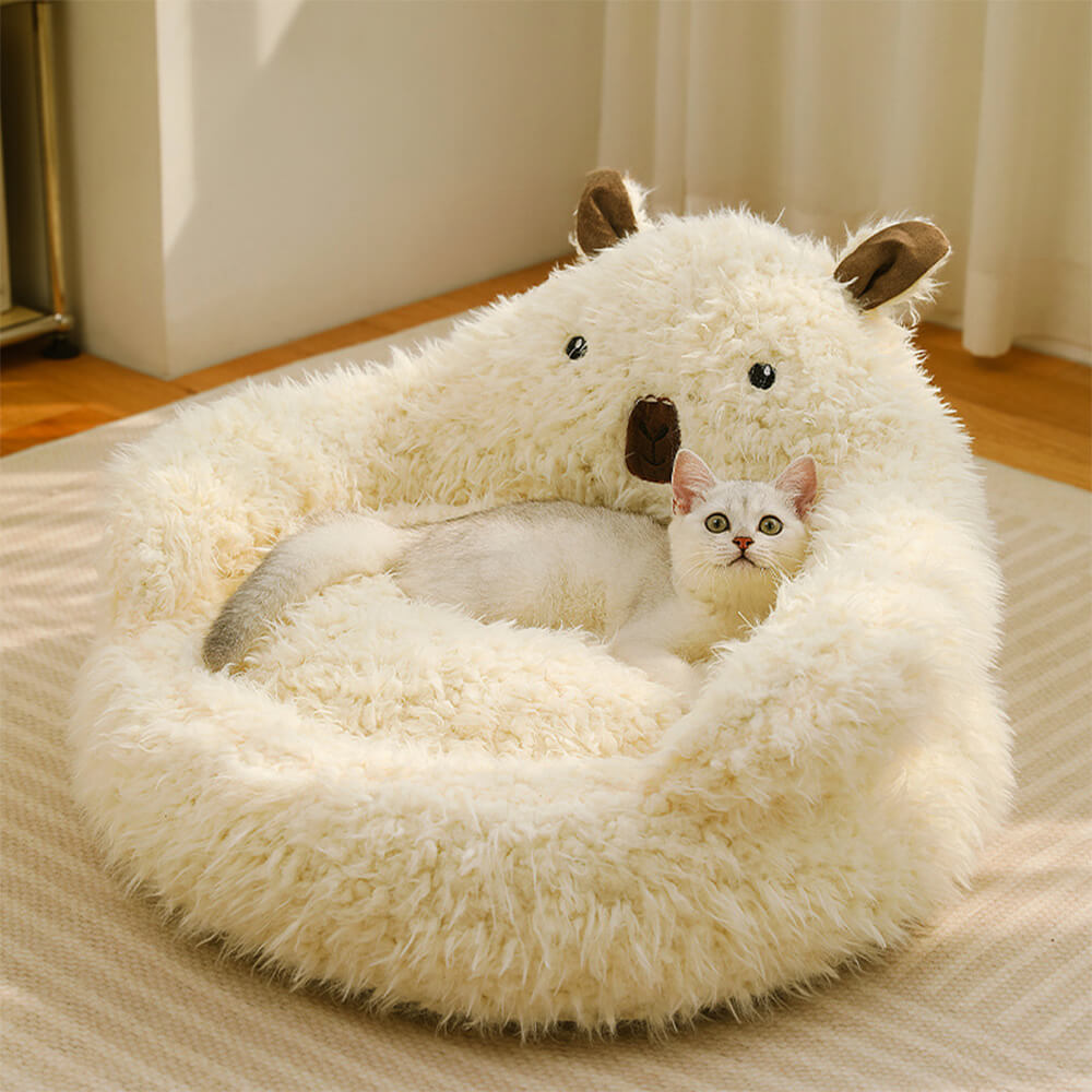 Fun Alpaca Shaped Dog Bed with Detachable Cushion