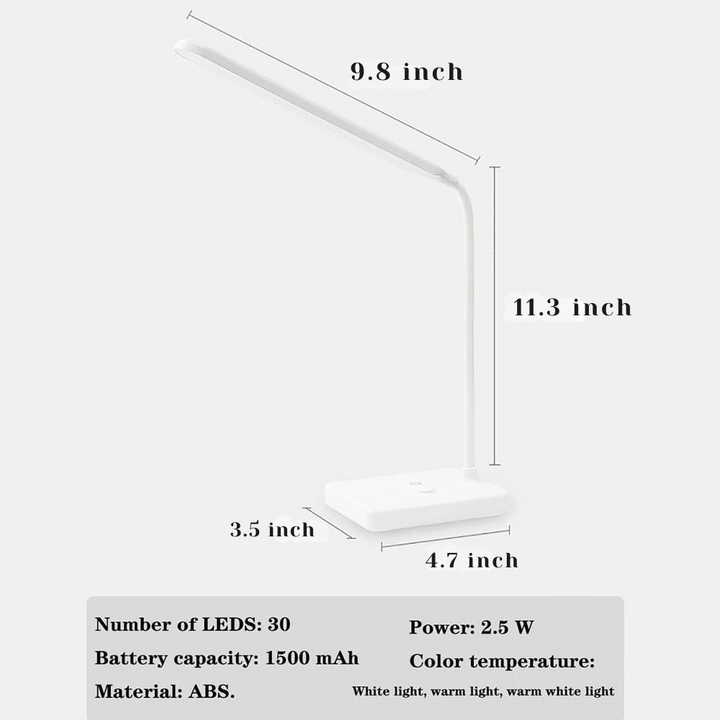 Adjustable Desk Lamp USB Rechargeable with Touch Control