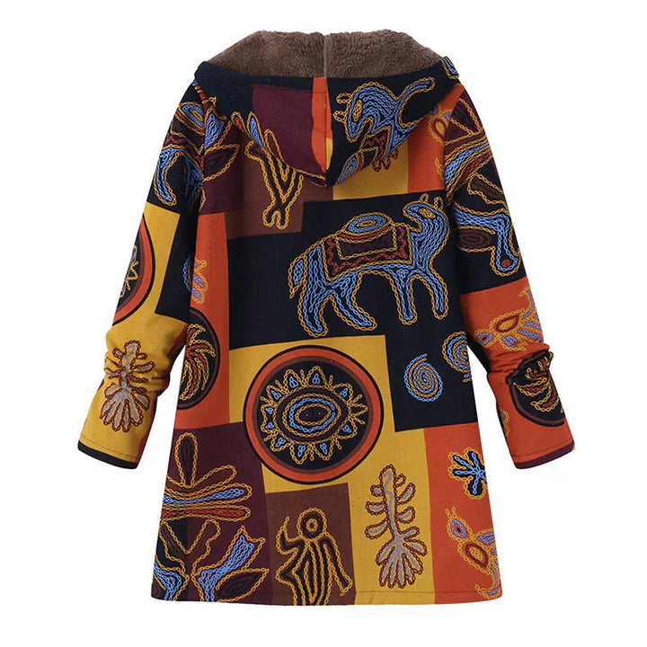 Gemusterte Damen Winterjacke | Mit Kapuze