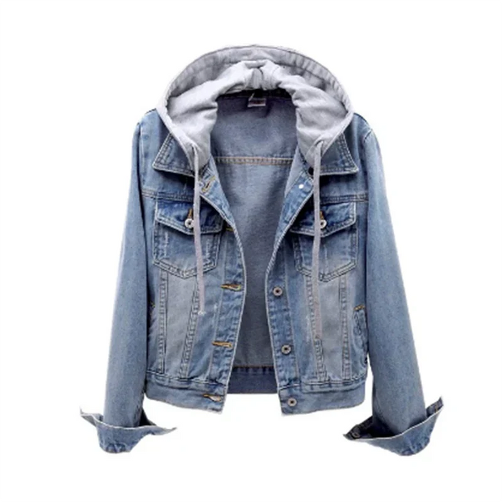 Damen Jeansjacke Mit Abnehmbarer Kapuze | Freizeit