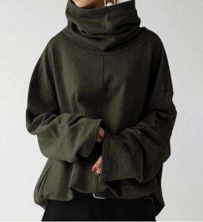 Stehkragen Sweatshirt Mit Lockerem Schnitt Für Damen | Weite Ärmel