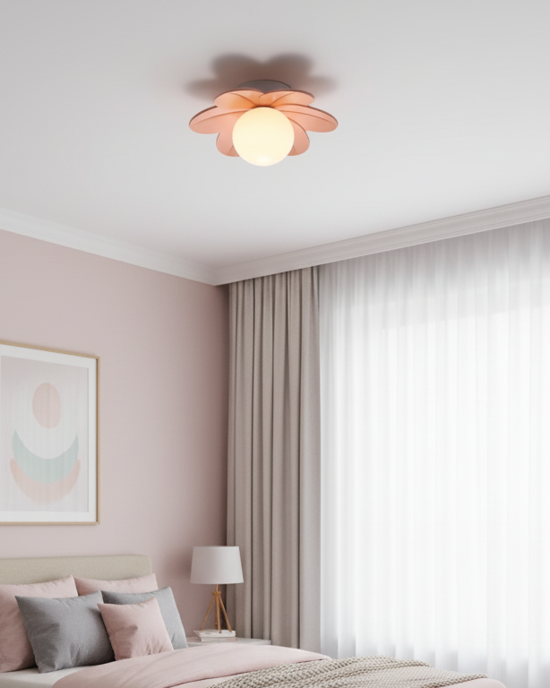 Lámpara de techo decorativa estilo flor con globo de vidrio