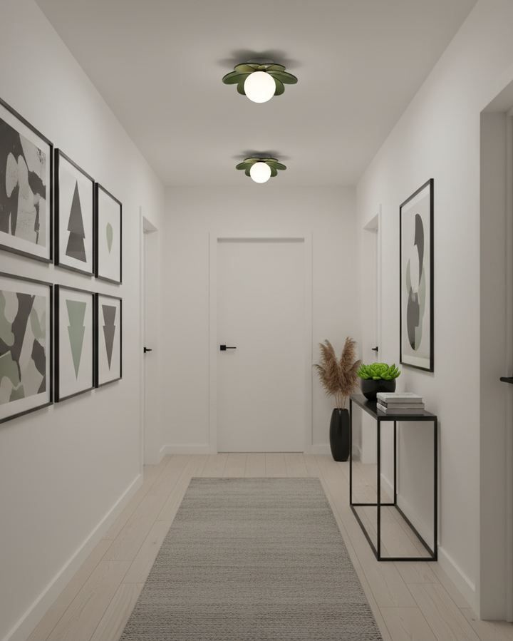 Lámpara de techo decorativa estilo flor con globo de vidrio