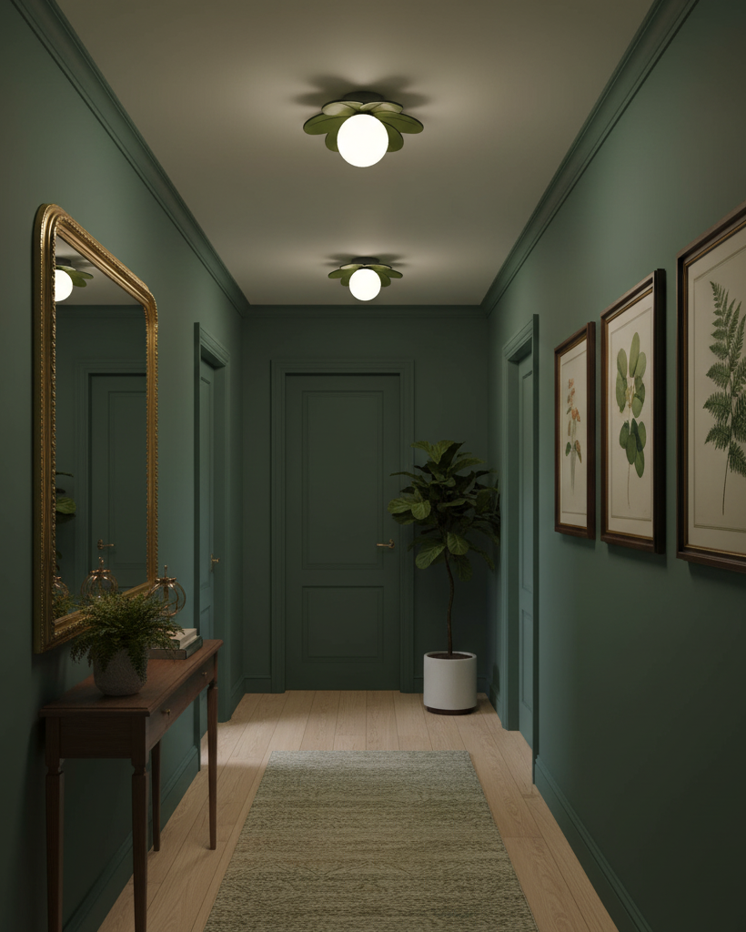 Lámpara de techo decorativa estilo flor con globo de vidrio