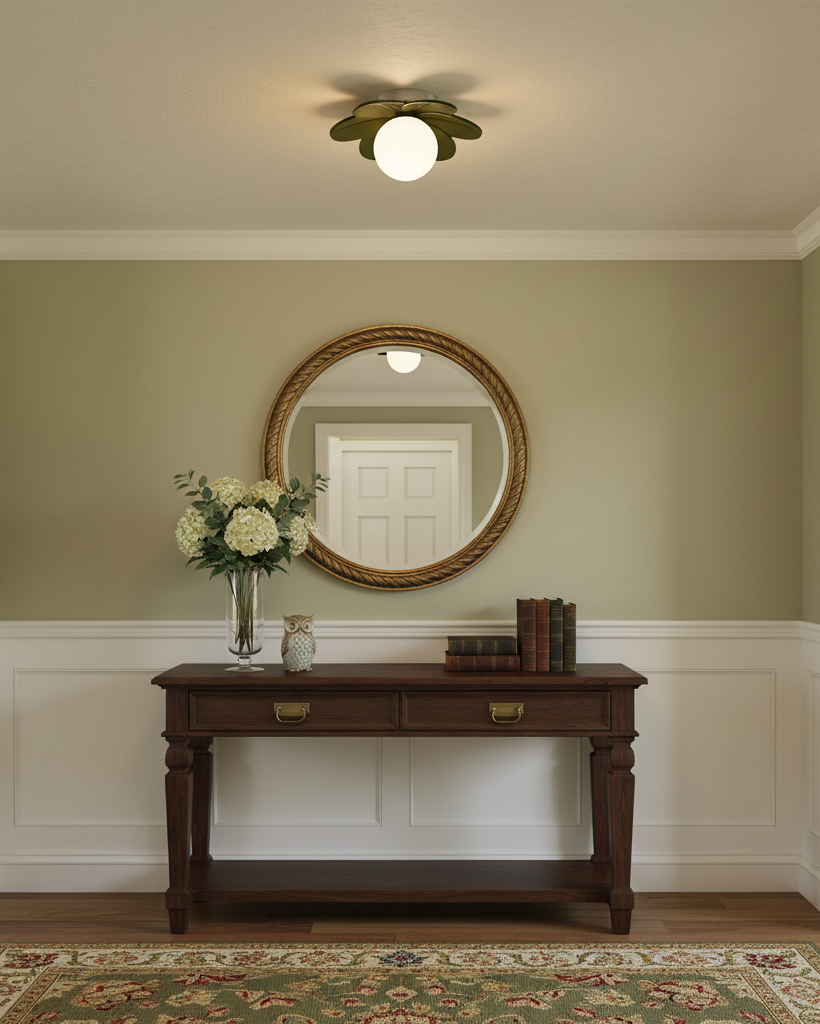 Lámpara de techo decorativa estilo flor con globo de vidrio