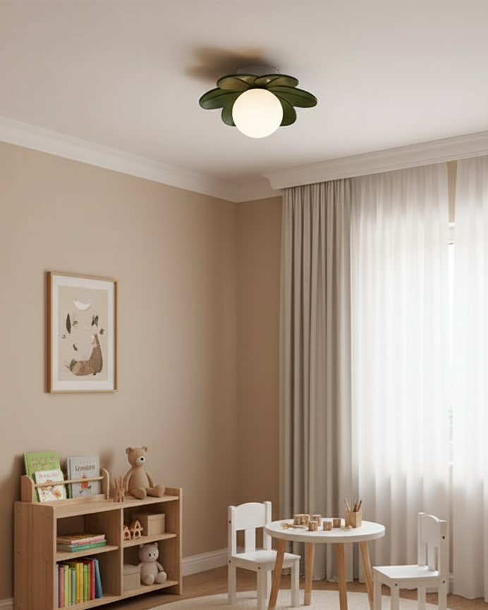 Lámpara de techo decorativa estilo flor con globo de vidrio