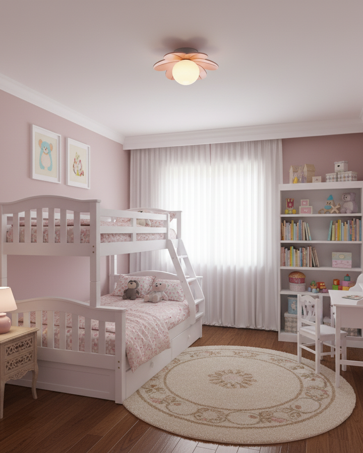 Lámpara de techo decorativa estilo flor con globo de vidrio