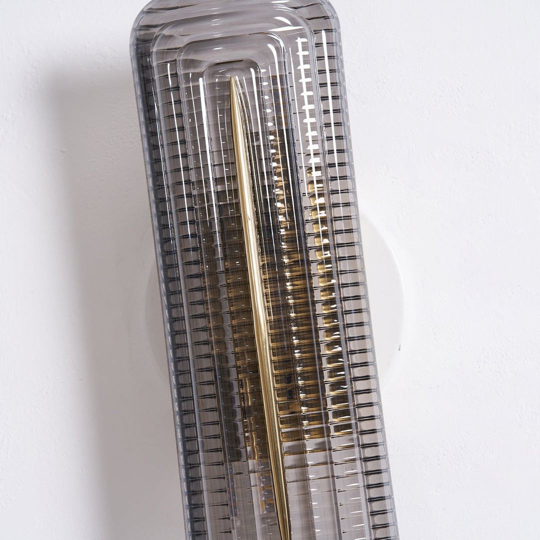 Textured Glass Modern Wall Light in Brass Finish