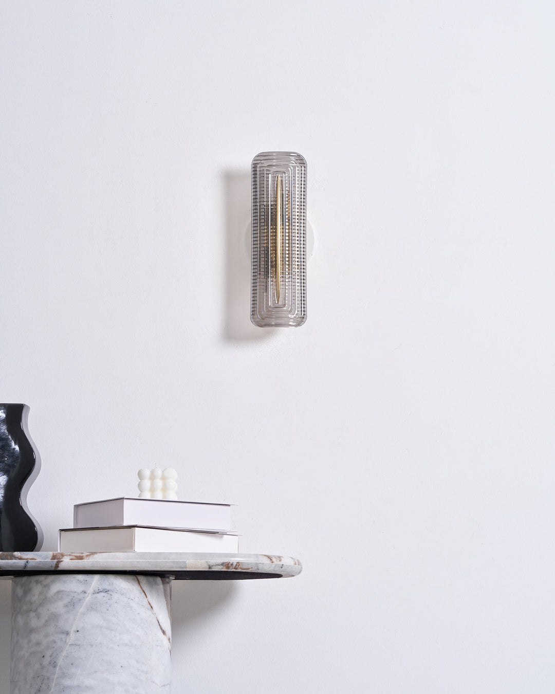 Textured Glass Modern Wall Light in Brass Finish
