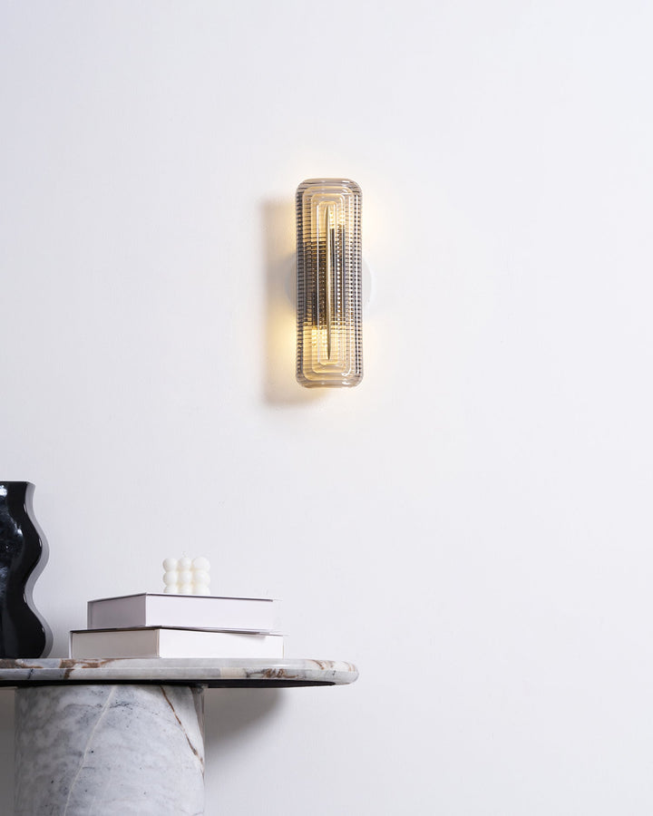 Textured Glass Modern Wall Light in Brass Finish