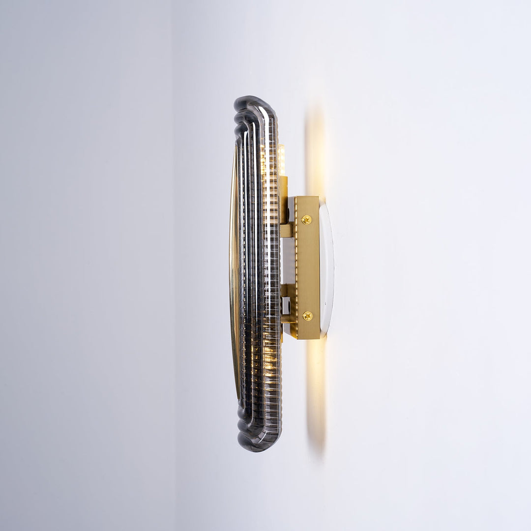 Textured Glass Modern Wall Light in Brass Finish