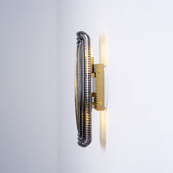 Textured Glass Modern Wall Light in Brass Finish