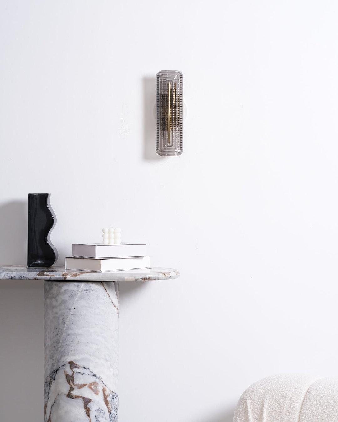 Textured Glass Modern Wall Light in Brass Finish