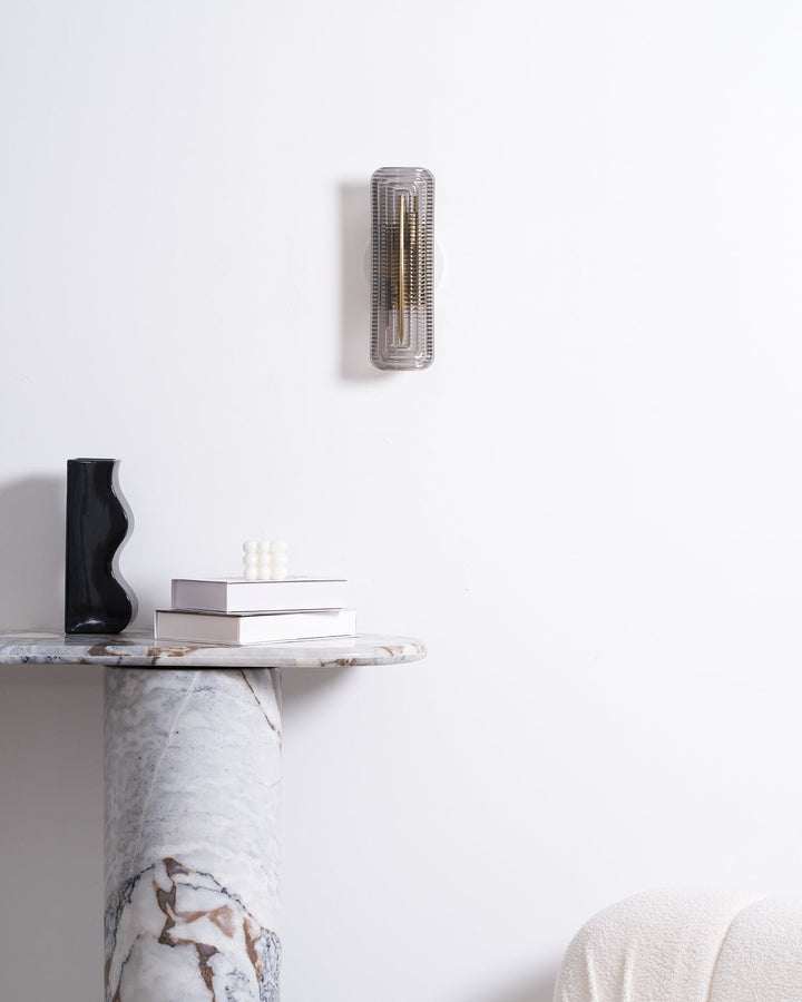 Textured Glass Modern Wall Light in Brass Finish