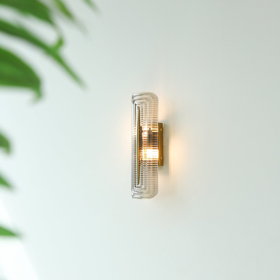 Textured Glass Modern Wall Light in Brass Finish