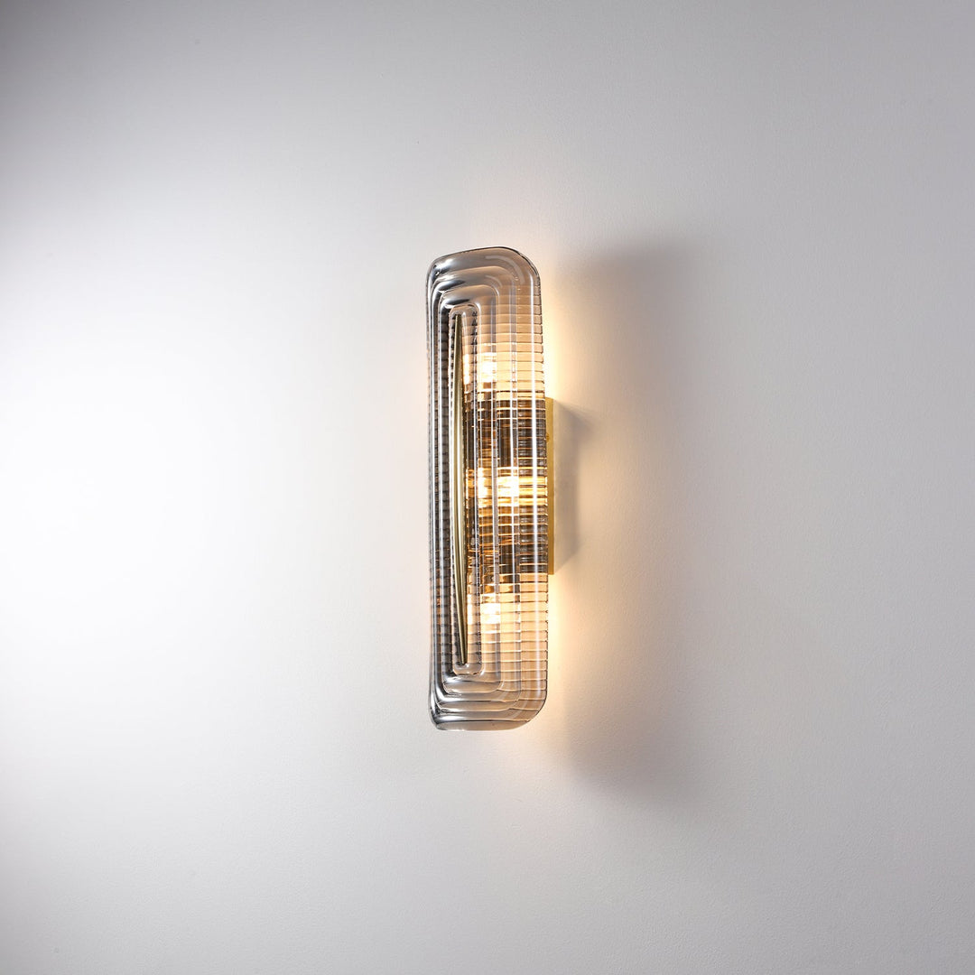 Textured Glass Modern Wall Light in Brass Finish