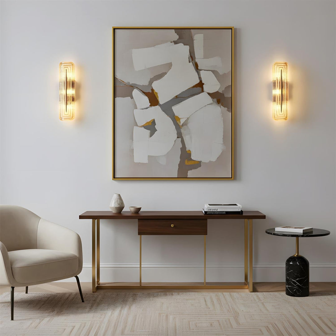 Textured Glass Modern Wall Light in Brass Finish
