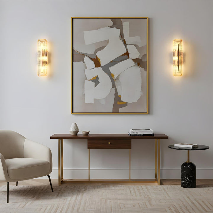 Textured Glass Modern Wall Light in Brass Finish