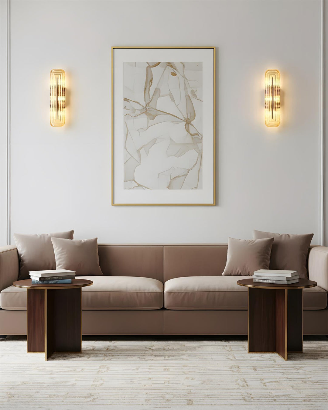 Textured Glass Modern Wall Light in Brass Finish