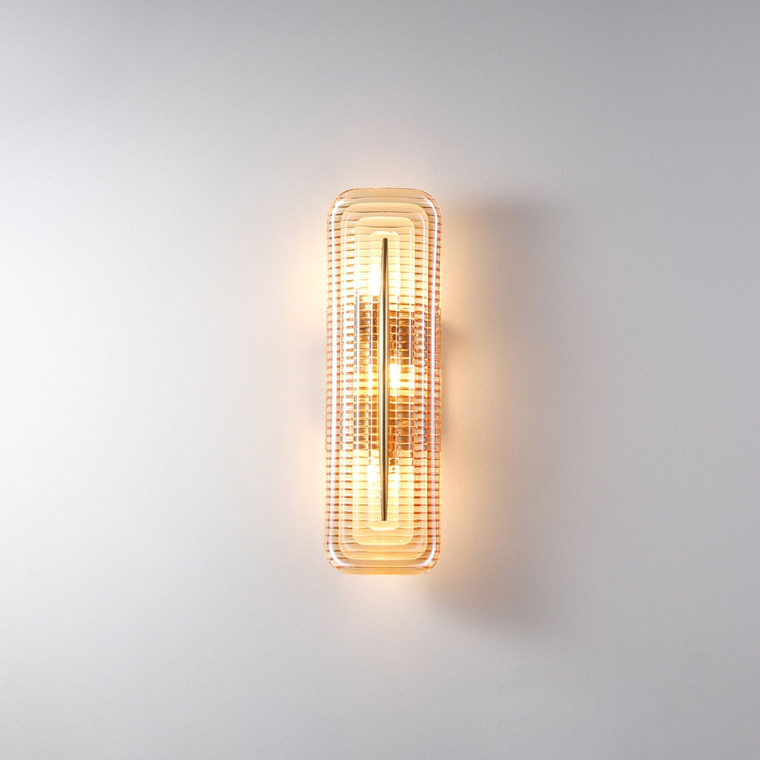 Textured Glass Modern Wall Light in Brass Finish
